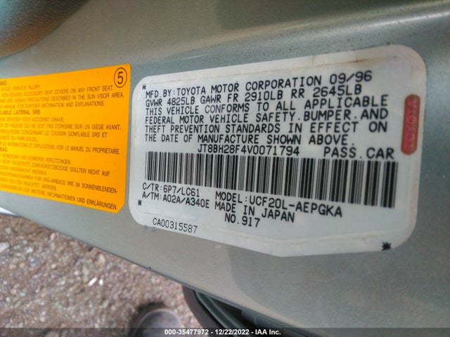 JT8BH28F4V0071794 Lexus LS 400 LUXURY SDN