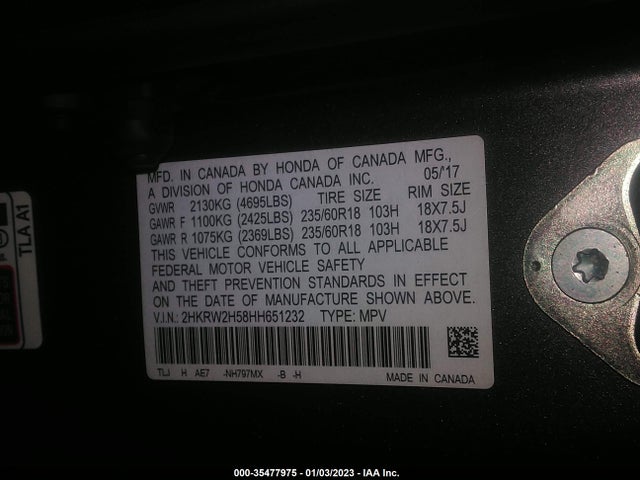 Honda CR-V EX 2017 2HKRW2H58HH651232 Image 9