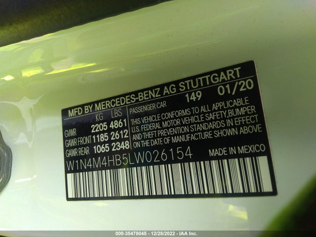2020 Mercedes-Benz GLB-Class, VIN: W1N4M4HB5LW026154