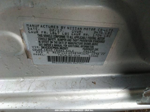 3N1CE2CP0HL362527 Nissan Versa Note Sv
