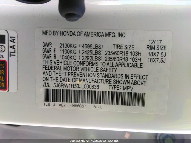 Honda CR-V EX 2018 5J6RW1H53JL000838 Image 9