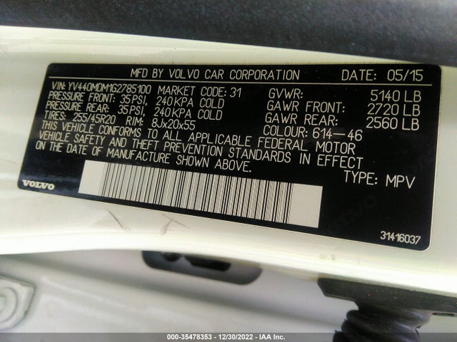 Volvo Xc60 T5 Drive-e Platinum 2016 YV440MDM1G2785100 Image 10
