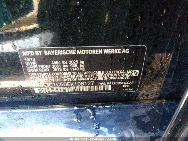 BMW 3 Series 328i 2014 WBA3C1C50EK108127 Image 9