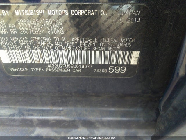 JA32U2FU5EU019077 Mitsubishi LANCER ES