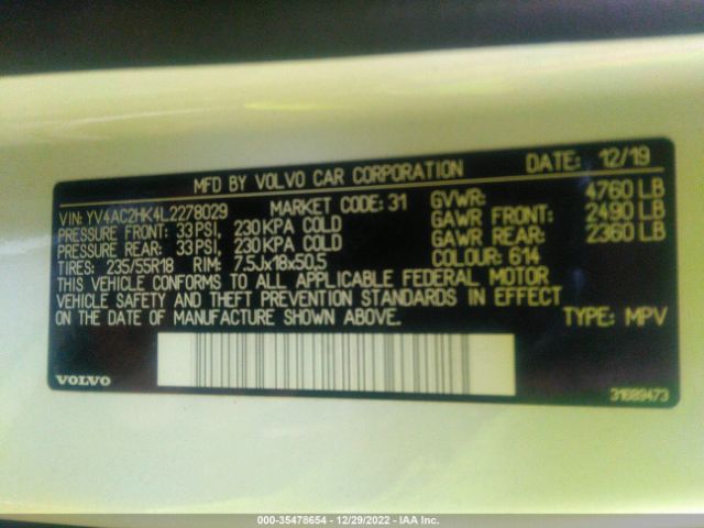YV4AC2HK4L2278029 Volvo Xc40 Momentum