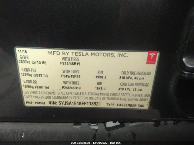 5YJSA1E18FF118921 Tesla Model S Kwh Battery