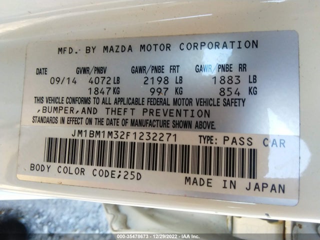 2015 Mazda 3, VIN: JM1BM1M32F1232271