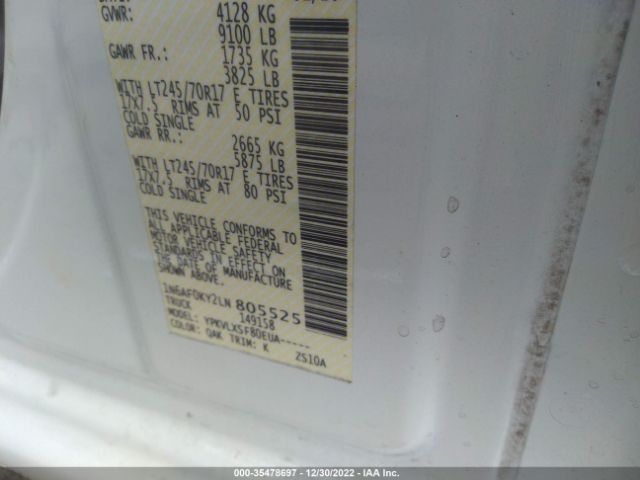 1N6AF0KY2LN805525 Nissan Nv Cargo Sv