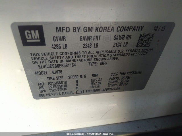 2014 BUICK ENCORE LEATHER VIN: KL4CJCSB6EB581164