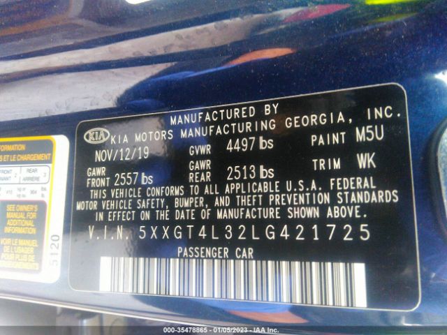 5XXGT4L32LG421725 KIA Optima Lx