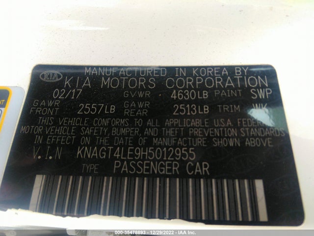 KIA Optima Hybrid Base 2017 KNAGT4LE9H5012955 Image 9