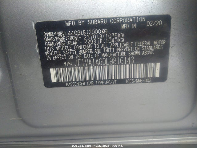 2020 Subaru WRX, VIN: JF1VA1A60L9816143