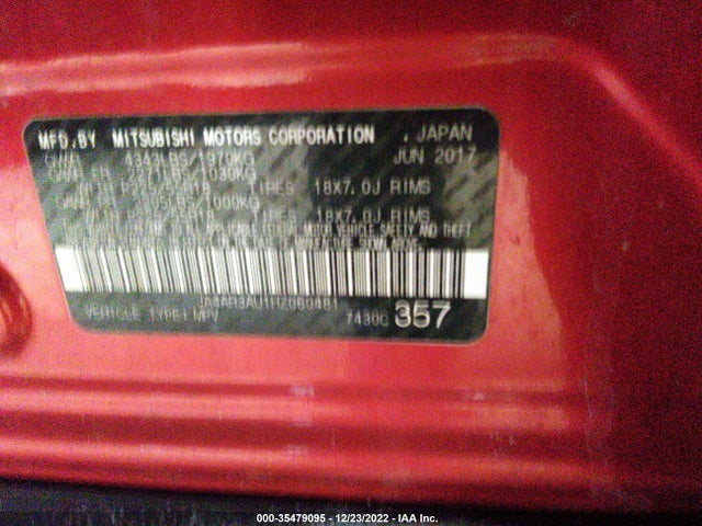 JA4AR3AU1HZ060481 Mitsubishi Outlander Sport 2.0