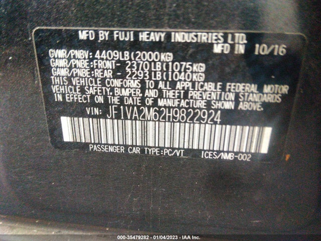 Subaru Wrx Sti 2017 JF1VA2M62H9822924 Image 9