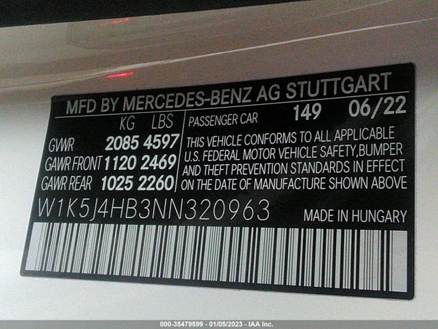 2022 Mercedes-Benz CLA-Class, VIN: W1K5J4HB3NN320963