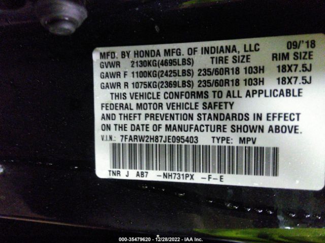 7FARW2H87JE095403 Honda Cr-v Ex-l/ex-l Navi