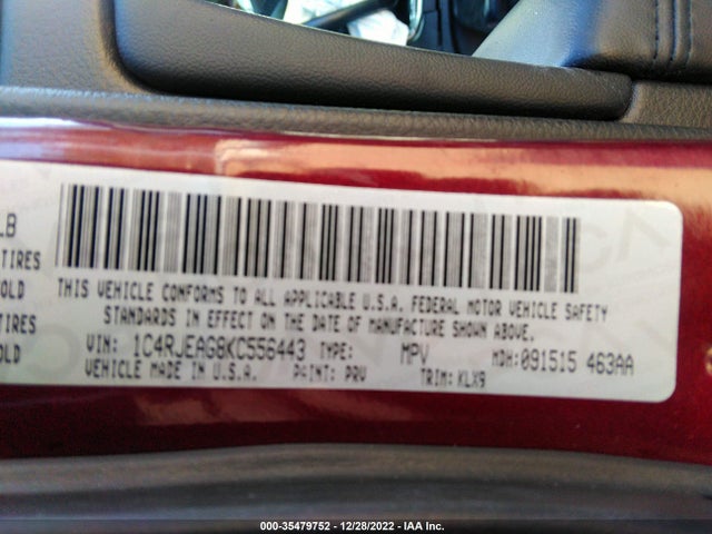 1C4RJEAG8KC556443 Jeep Grand Cherokee Laredo E