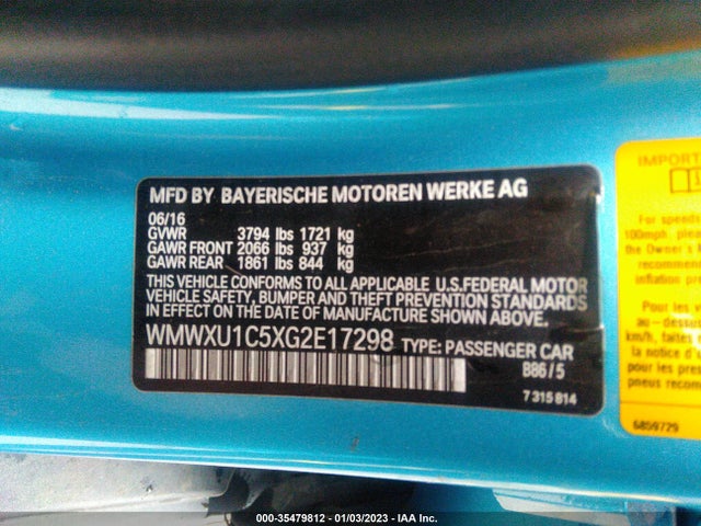 2016 Mini Cooper, VIN: WMWXU1C5XG2E17298