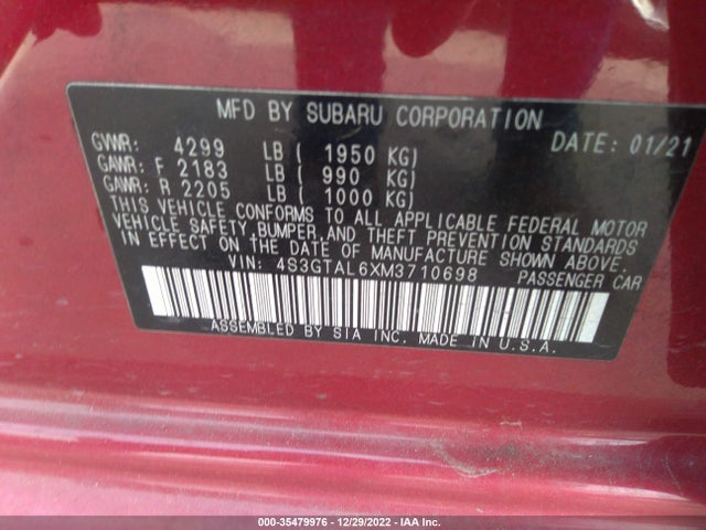 2021 Subaru Impreza, VIN: 4S3GTAL6XM3710698