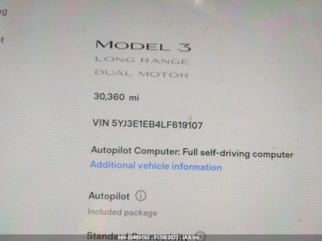 Tesla Model 3 Long Range 2020 5YJ3E1EB4LF619107 Image 8