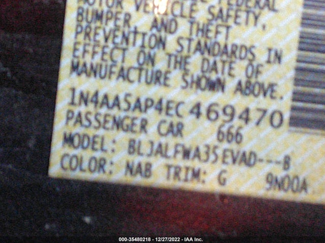 2014 NISSAN MAXIMA 3.5 SV VIN: 1N4AA5AP4EC469470