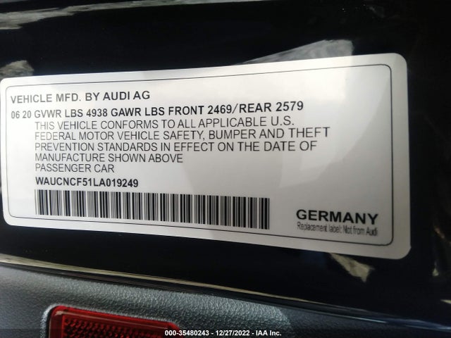 2020 Audi A5, VIN: WAUCNCF51LA019249