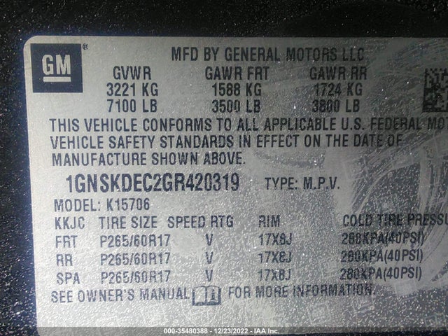 2016 Chevrolet Tahoe, VIN: 1GNSKDEC2GR420319