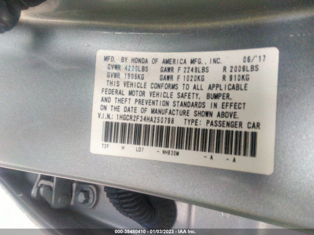 2017 Honda Accord, VIN: 1HGCR2F34HA250798