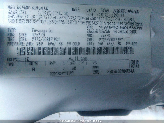 2013 FORD C-MAX ENERGI SEL VIN: 1FADP5CU6DL535319