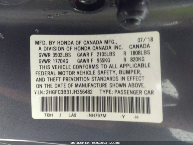 Honda Civic Ex-t 2018 2HGFC3B31JH356482 Image 9