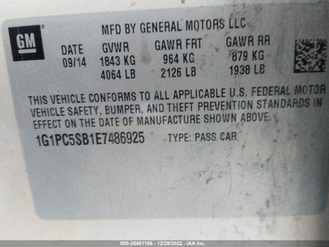Chevrolet Cruze 1lt 2014 1G1PC5SB1E7486925 Image 10