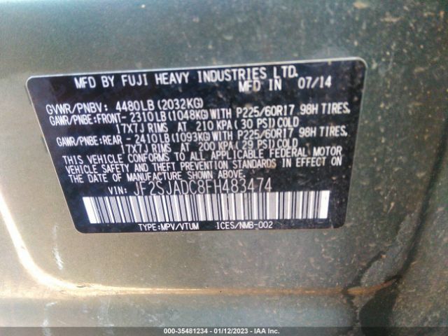 JF2SJADC8FH483474 Subaru Forester 2.5i Premium