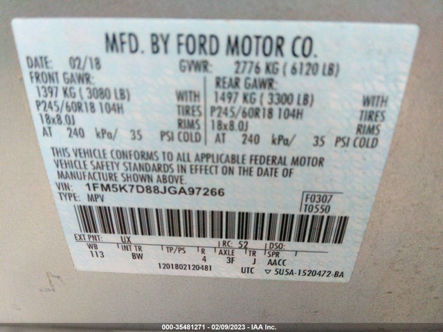 2018 Ford Explorer, VIN: 1FM5K7D88JGA97266