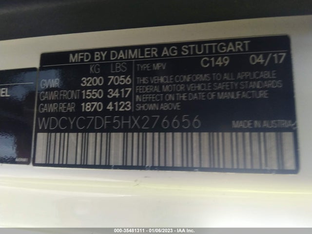 2017 Mercedes-Benz G-Class, VIN: WDCYC7DF5HX276656