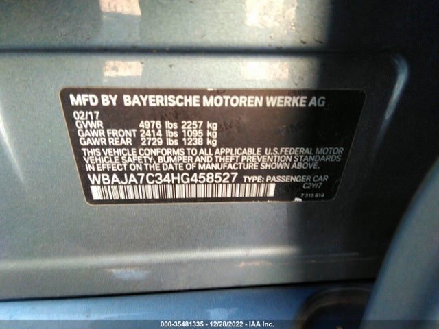 2017 BMW 5 Series, VIN: WBAJA7C34HG458527