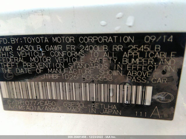 2015 Lexus IS, VIN: JTHBF1D26F5053658