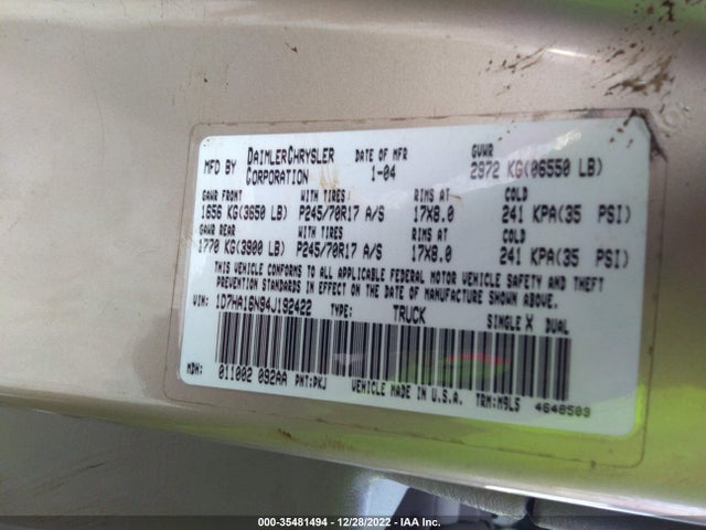 Dodge Ram 1500 Slt 2004 1D7HA16N94J192422 Image 11