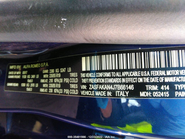 ZASFAKAN4J7B66146 Alfa Romeo Stelvio