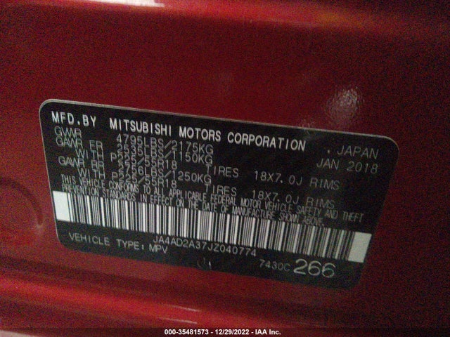 JA4AD2A37JZ040774 Mitsubishi Outlander Es