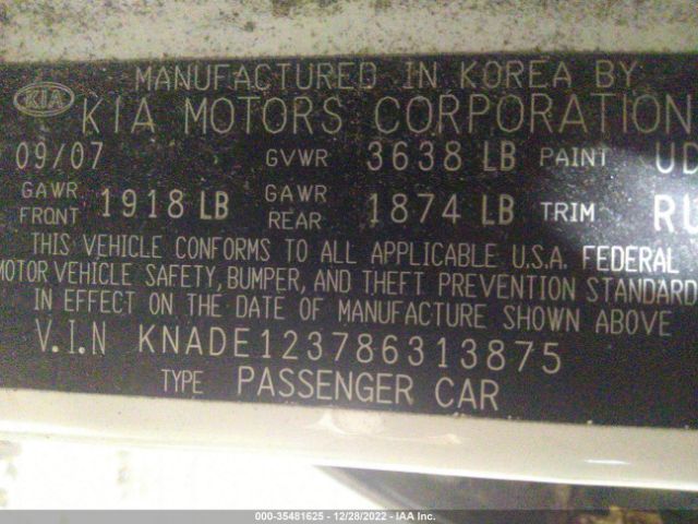KNADE123786313875 KIA RIO LX