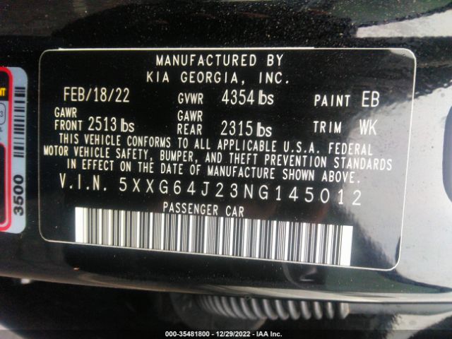 5XXG64J23NG145012 KIA K5 Gt-line