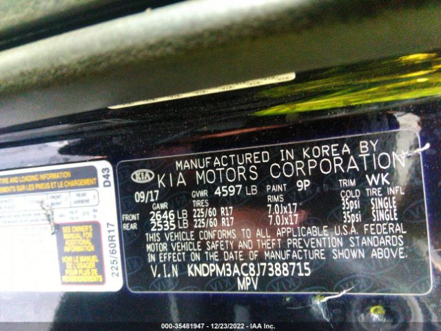 KNDPM3AC8J7388715 KIA Sportage Lx