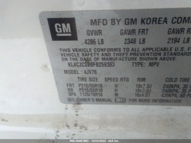 2015 Buick Encore, VIN: KL4CJCSB9FB259393