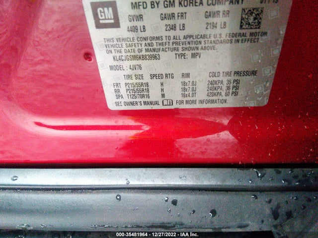 2019 BUICK ENCORE ESSENCE VIN: KL4CJGSM6KB839963