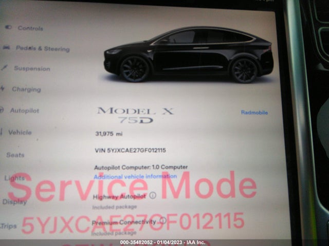 Tesla Model X 70d/90d/75d/60d 2016 5YJXCAE27GF012115 Image 7