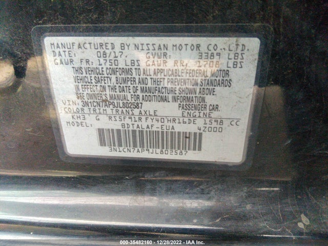 2018 Nissan Versa, VIN: 3N1CN7AP9JL802587