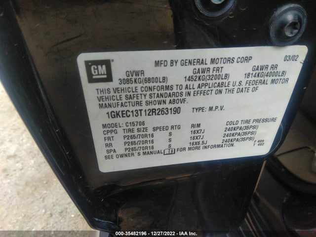 GMC YUKON SLT 2002 1GKEC13T12R263190 Image 10