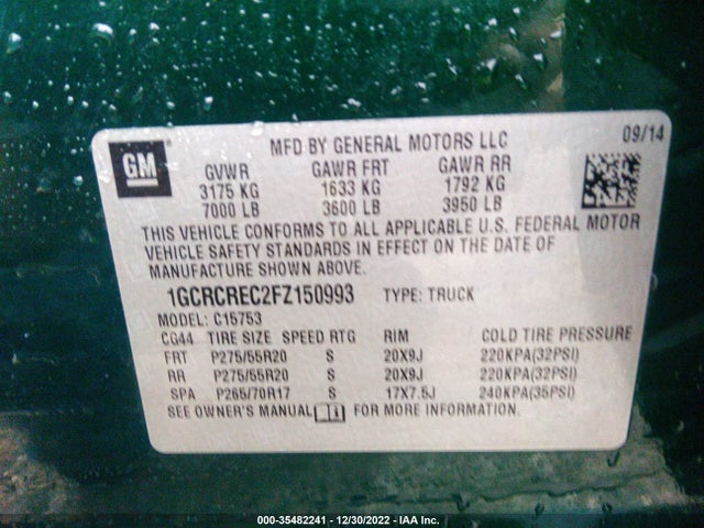Chevrolet Silverado 1500 Lt 2015 1GCRCREC2FZ150993 Image 11