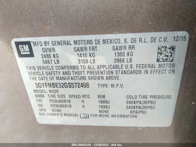 2016 Cadillac SRX, VIN: 3GYFNBE32GS572498