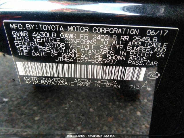 JTHBA1D27H5055937 Lexus Is Is Turbo